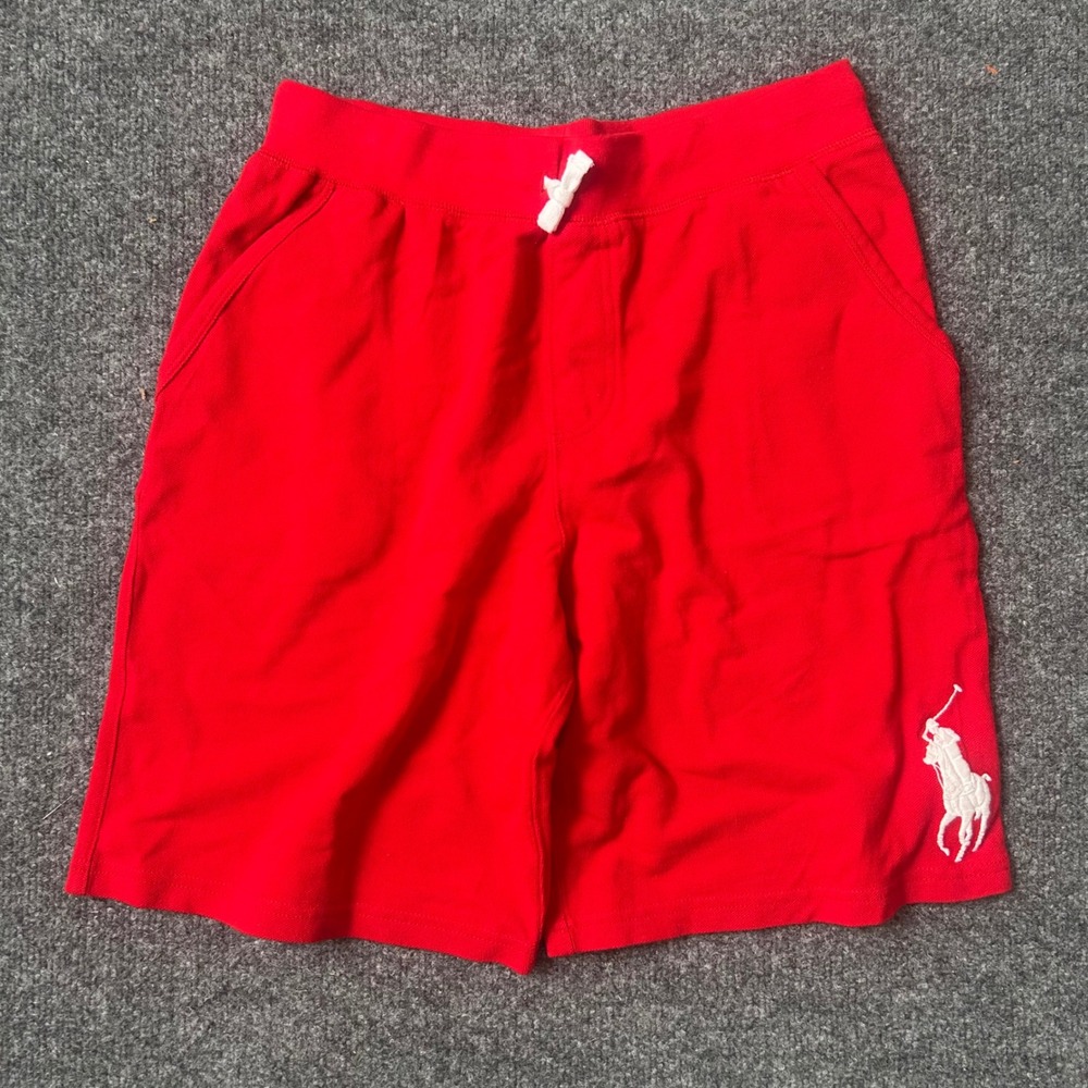 Polo Ralph Lauren Kids Red Knit Active Shorts Big Pony Size L 14-16 Drawstring